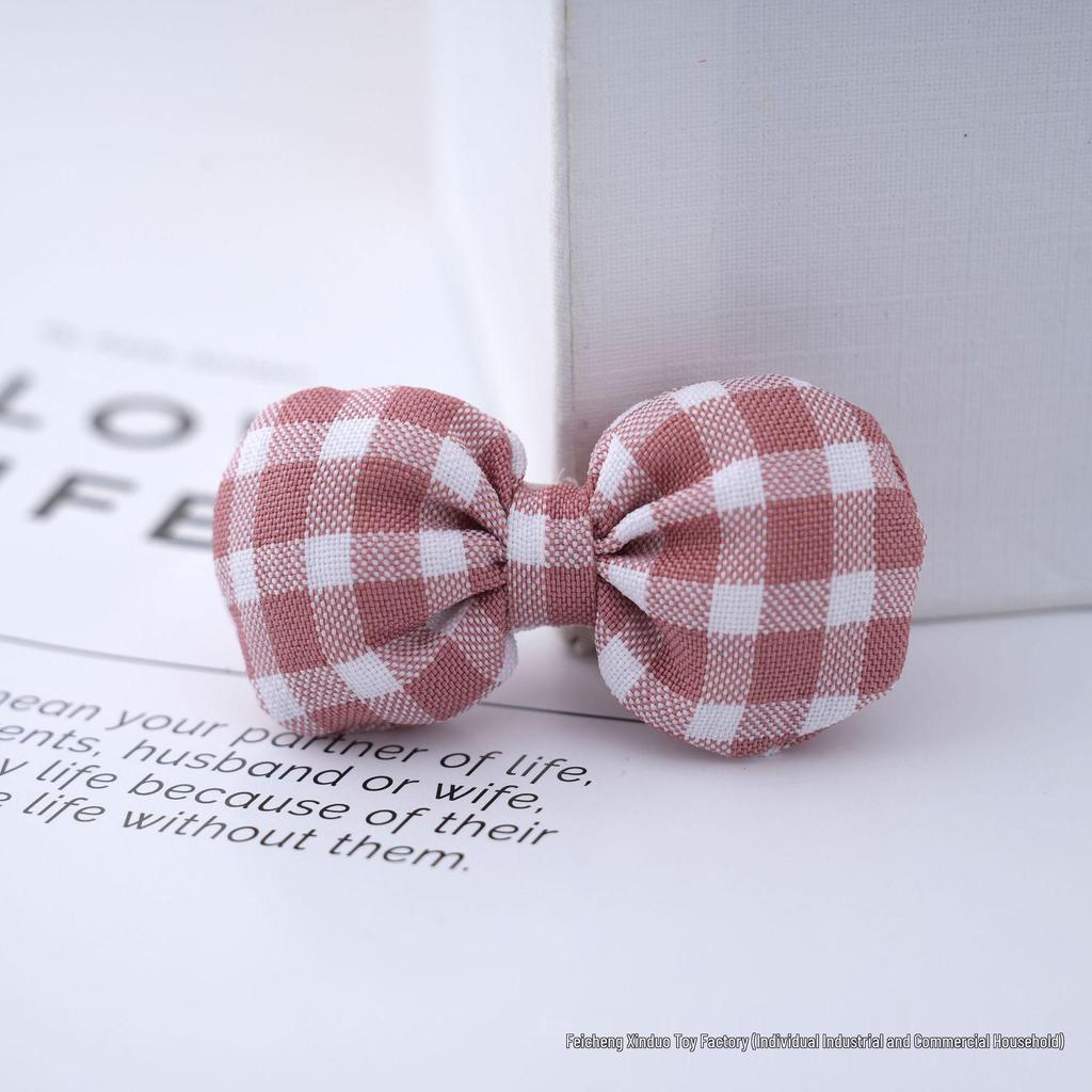 Plaid Bow Decorations: Cute Toy Doll Accessories