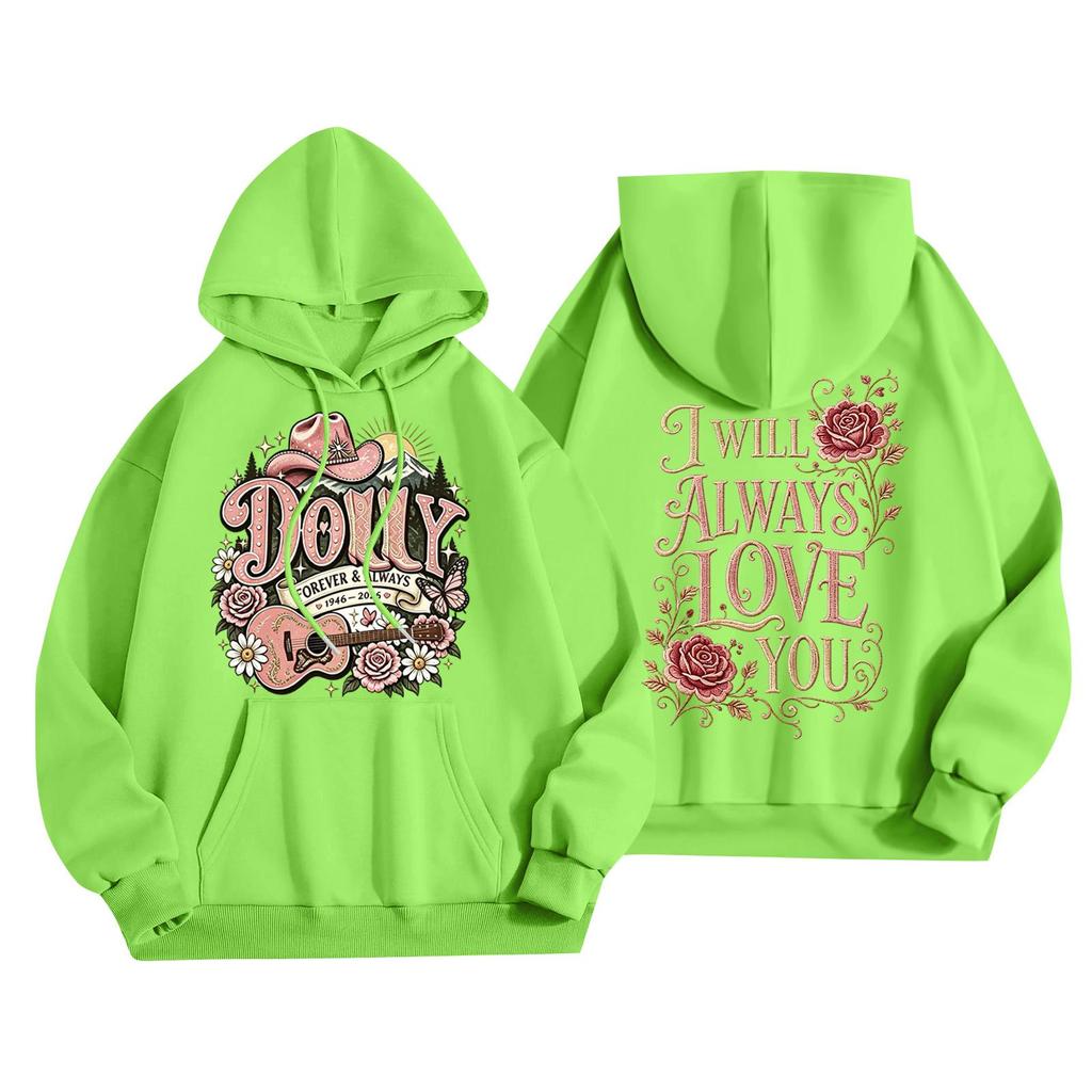 Women's Casual Loose Fit Pullover Hoodie with and Letter I Print