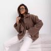 European and American Women's Solid Color Wool Coat with Pockets and Button Row - 2024 Autumn/Winter Fashion.