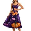 Women's Casual Halloween Print Round Neck Sleeveless Dress for Holiday Party