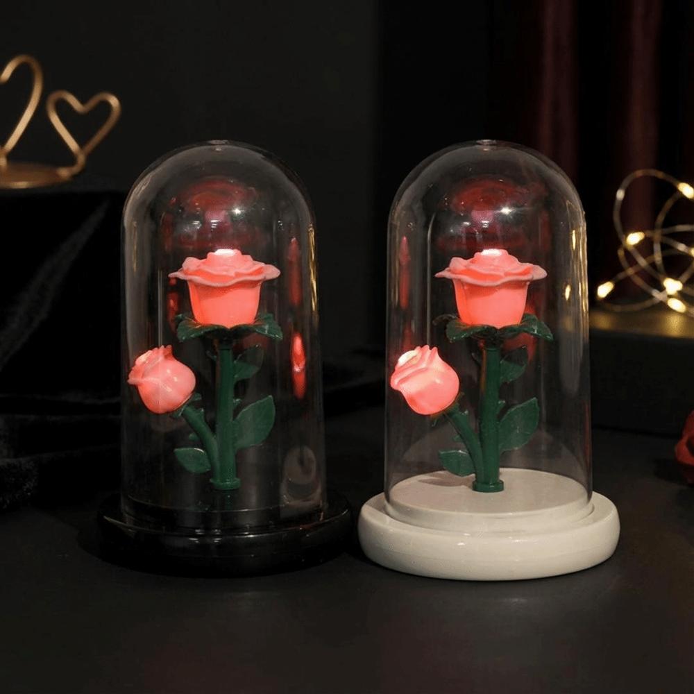Luminous Eternal Rose Lamp with Lampshade Bedroom Bedside Lamp LED Flower Light  Anniversary Gift