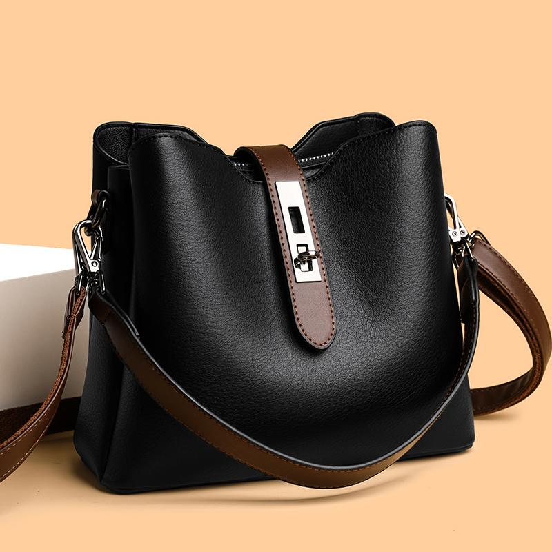 Soft Leather Bag  Monochromatic  High Capacity  Luxury  Designer  Shoulder  Messenger  Ladies  High Quality