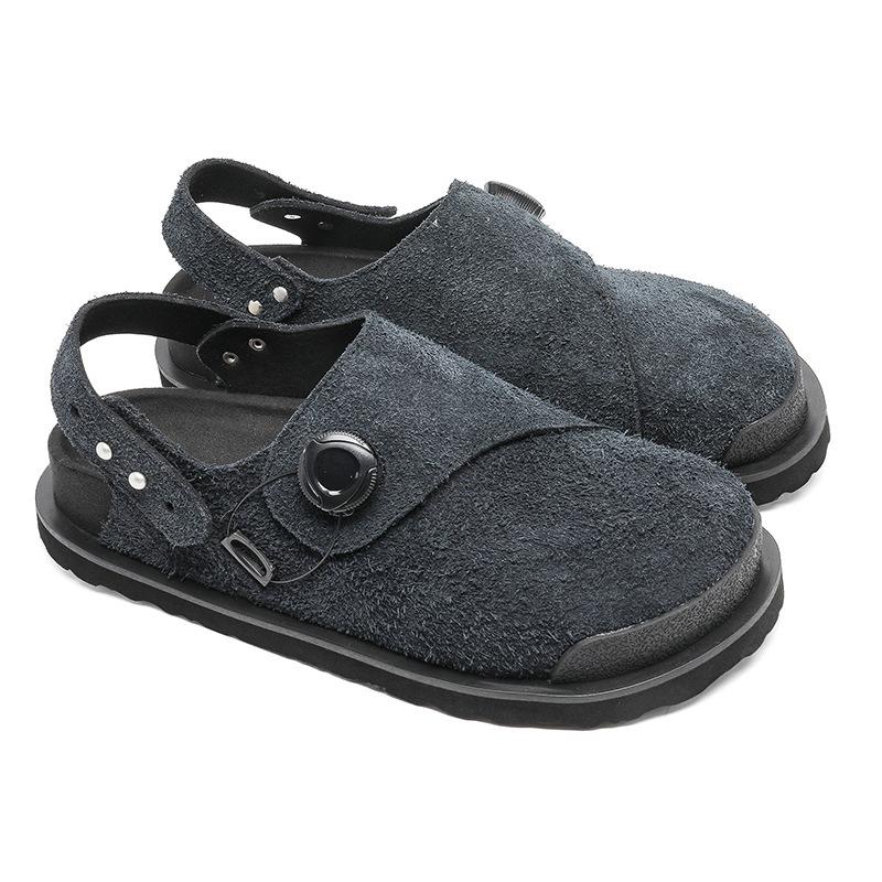 

3753 Summer cowhide drag men and women couples leather sandals multi-functional shoelaces outdoor beach shoes 45