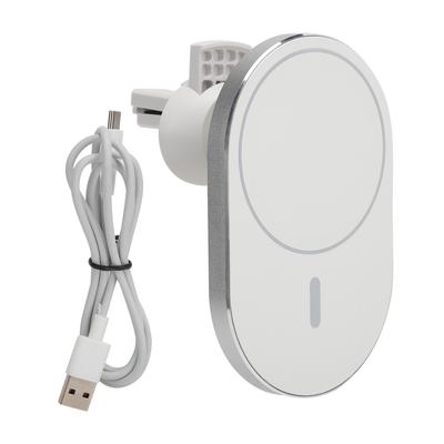 15W Round Magnetic Suction Wireless Charger Car Mobile Phone Holder Fast ChargingWhite