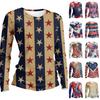 Womens Spring Tops Long Sleeve Patchwork Star Print Casual Crewneck Summer Shirts for Women Comfortable Fit