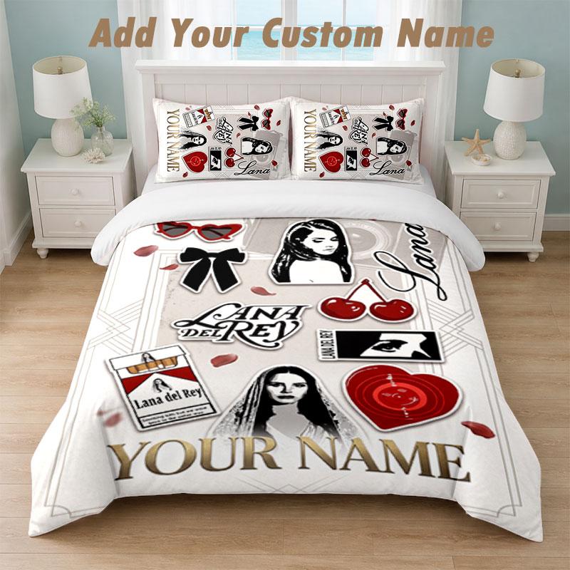 Bedding Set 1 Duvet Cover 2 Pillowcases Lana Del Rey Print Soft Bed Linen Bedroom Decor