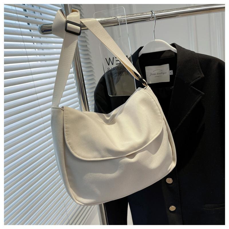 Canvas Postman Bag Damen Umhängetasche Einfache Umhängetasche Klappe Stofftasche Große Kapazität Tasche