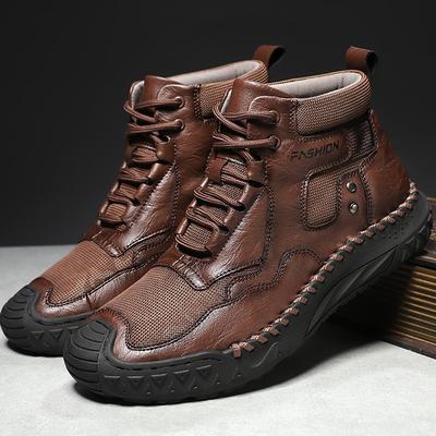 39-48 Autumn/Winter Large-Sized Men's Casual Leather Shoes, British-Style Driving Shoes Handmade High-Top Boots Moccasins Shoes