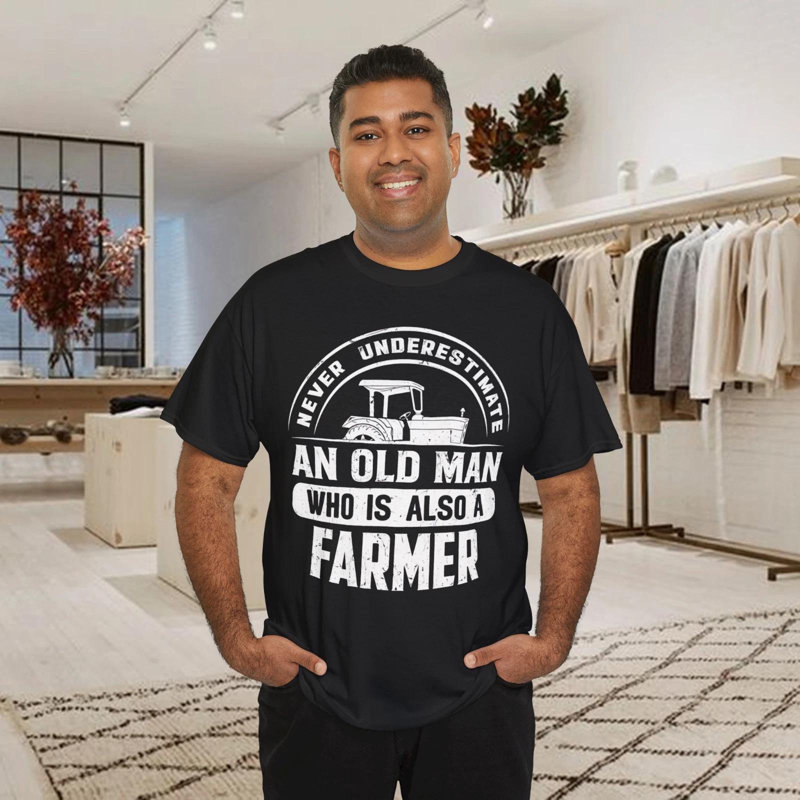 Never Underestimate An Old Man Who Is Also A Farmer T-shirt Black Color 3XL 2XL