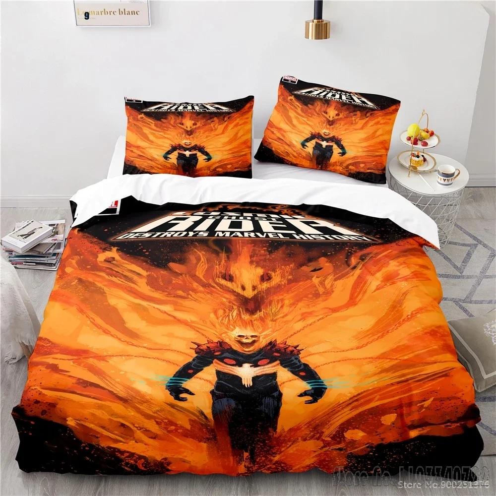 Twin Full Queen King Love Chost Rider Duvet Cover Set HD Comforter Cover Bedclothes for Kids Bedding Sets Bedroom Decor