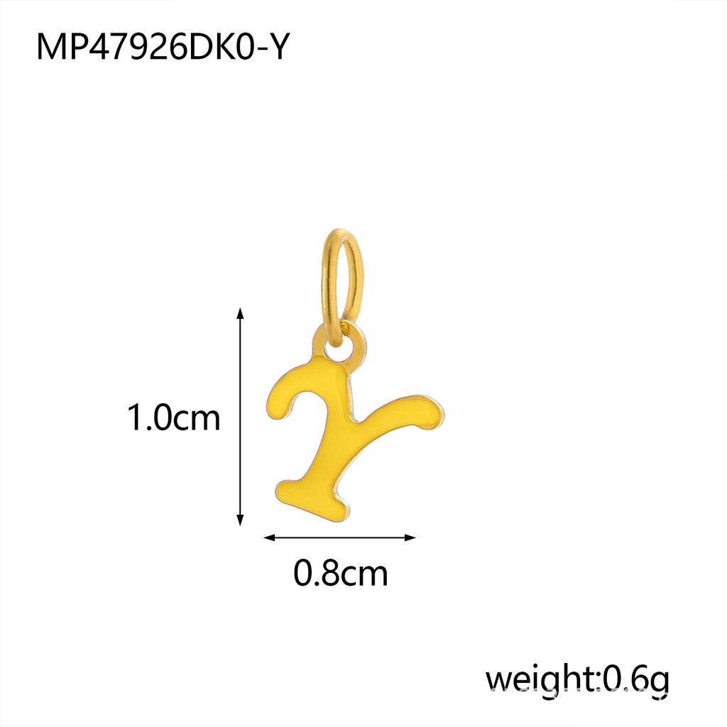 CARLIDANA Simple Gold Plated Stainless Steel Jewelry Alphabet Pendant Small Mini Colorful Oil Drop Initial Letter Necklace