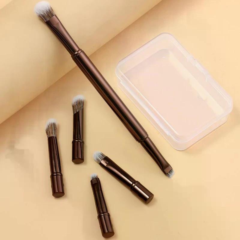 6Pcs Mini Travel Makeup Brushes Set With Box Portable Cosmetic Powder Foundation Concealer Brushes Makeup Tools