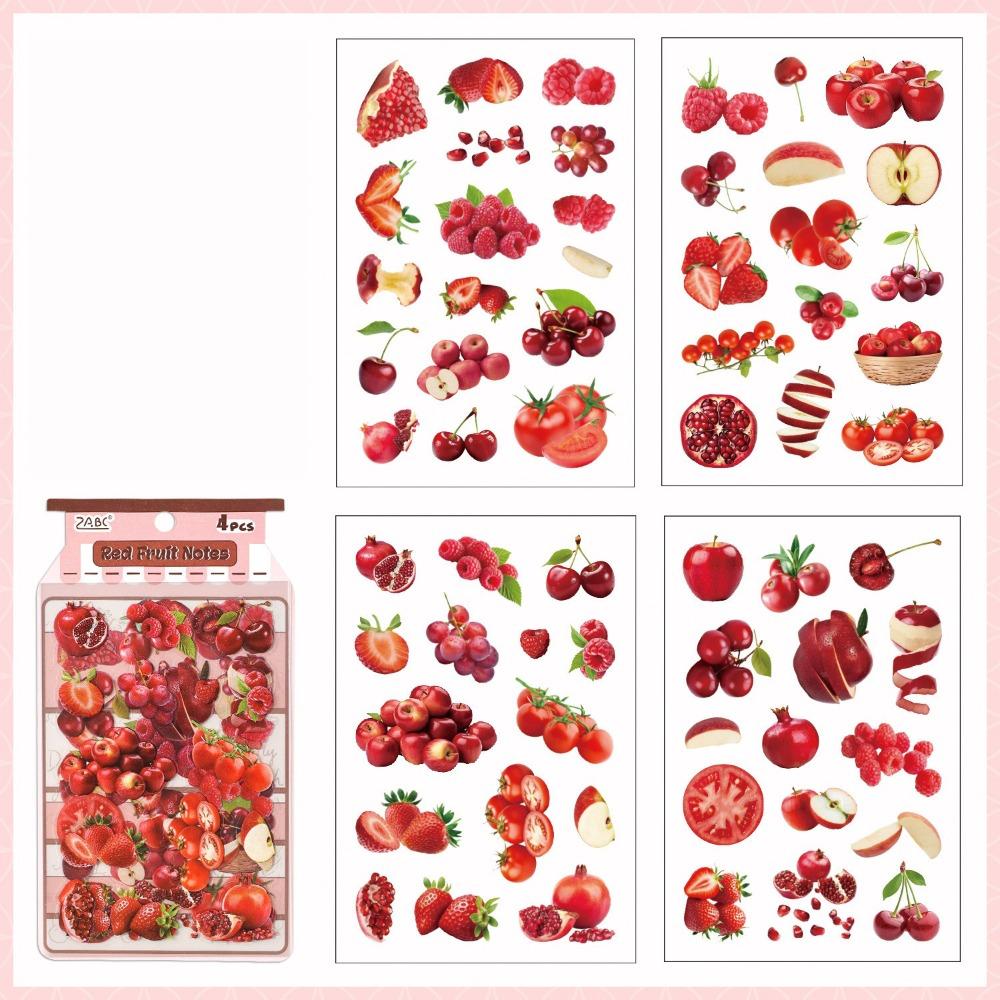 Fresh Cute Style Fruit Stickers Kawaii Style Creative DIY PET Stickers Fruit Theme Decorative Stickers Flat Stickers