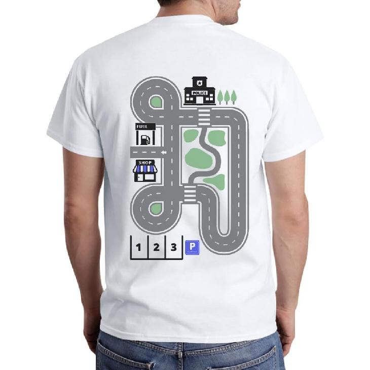 Tstars Spielmatte Auto-Strecke T-Shirt für Papa Geschenke für Väter Vatertag Spielzeugautos Straßen auf der Rückseite Herren T-Shirt