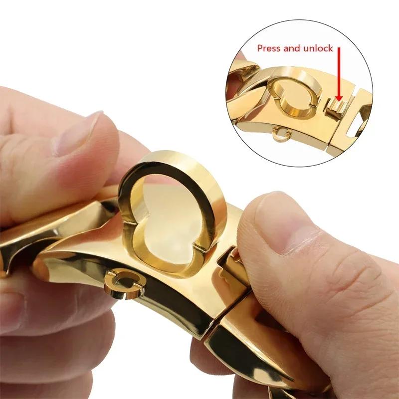 Cadenas de Metal Fuertes para Perros de 32 mm de Ancho Collares Acero Inoxidable Ahogador para Perros Pitbull Collar Dorado para Perros Grandes