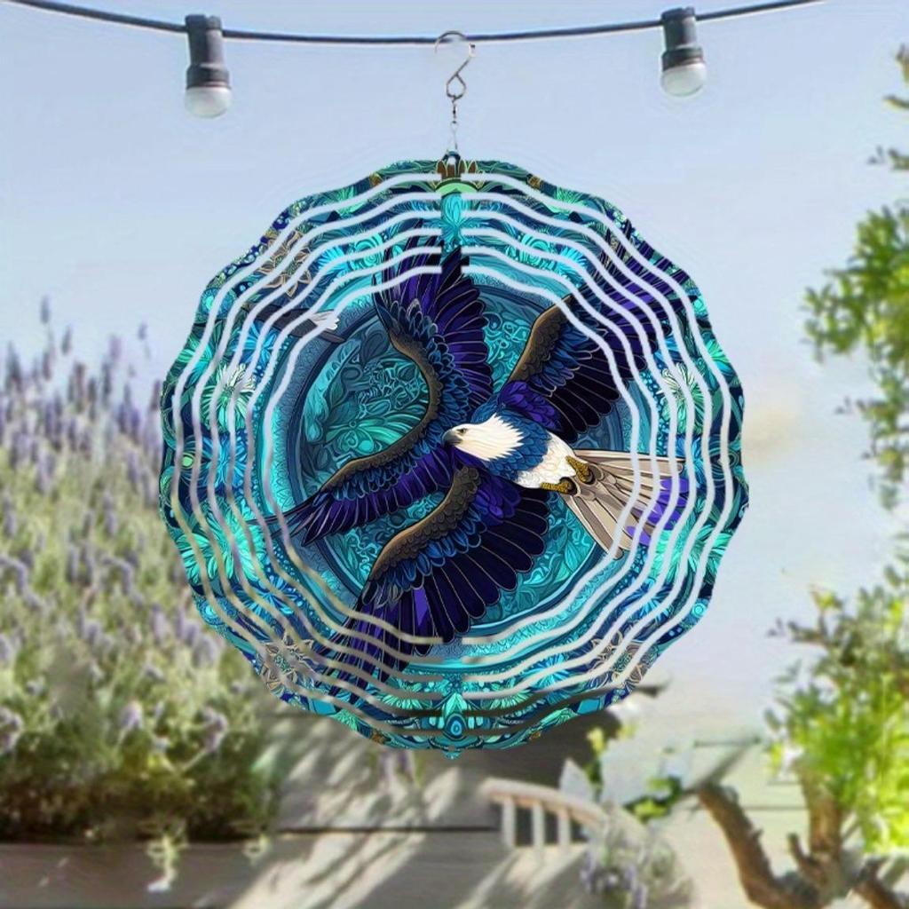10 Inch Eagle Wind Chime for Outdoor Decor Rotating Hook Hanging Ornament Perfect for Courtyard Lawn Garden Spring Summer Gift