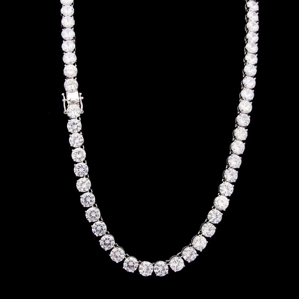 European & American Copper 8mm Zirconia Tennis Chain Necklace - Hip Hop Retro Style Jewelry