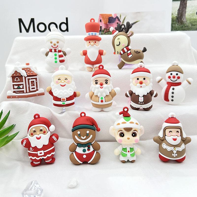 Christmas Resin Keychain Set - Festive Santa Tree Charms with Metal Hooks for Gifts Bags & Home Decor