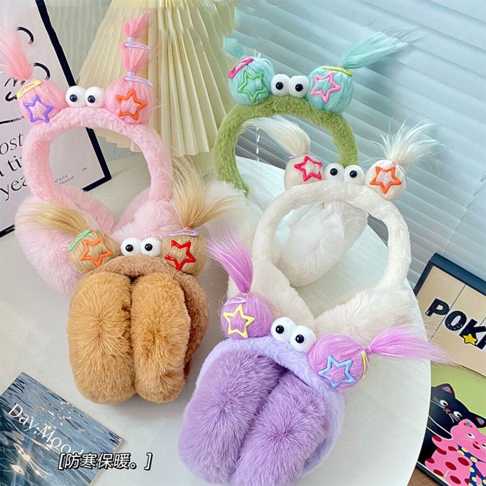 Braid Hair Cartoon Earmuffs Funny Braid Foldable Ear Cover Fashion Winter Plush Ear Cap  Cycling