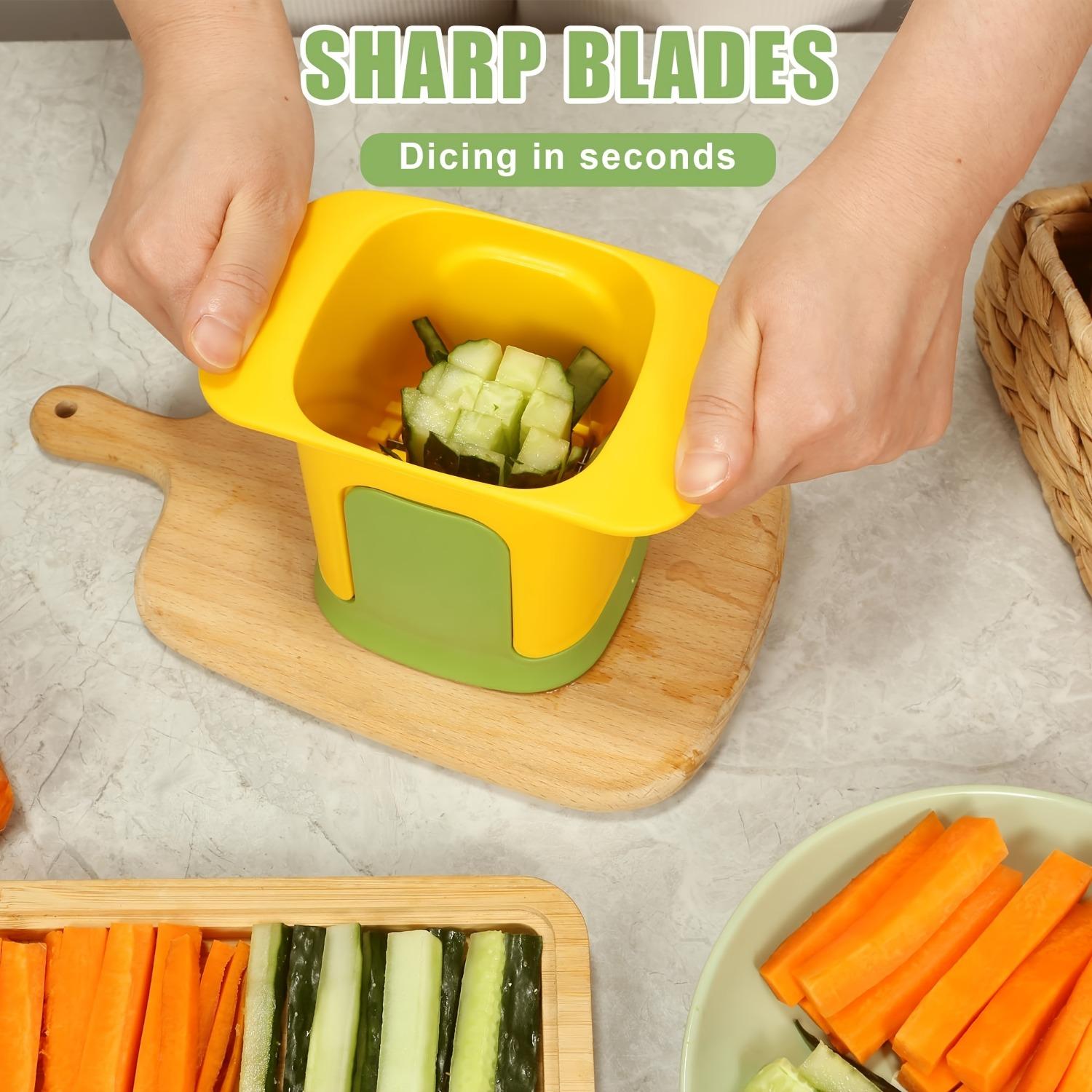 Многофункциональный измельчитель овощей с ручным управлением, легкая нарезка картофеля фри, нарезка лука кубиками. жёлтый