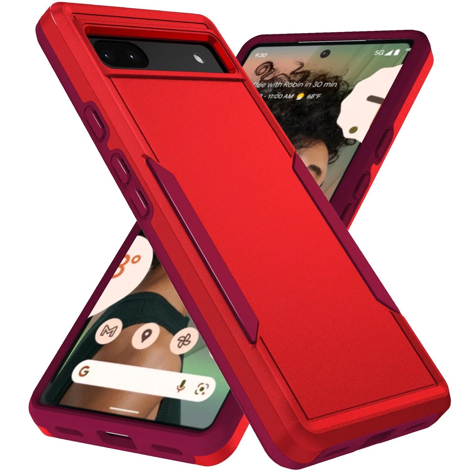 

Hybrid Heavy Duty Armor Case для Google Pixel 9 9 Pro 8 8A 6A 7A 7 Pro Otter Case Box Протиударний військовий жорсткий повний захисний чохол for Pixel 6A червоний