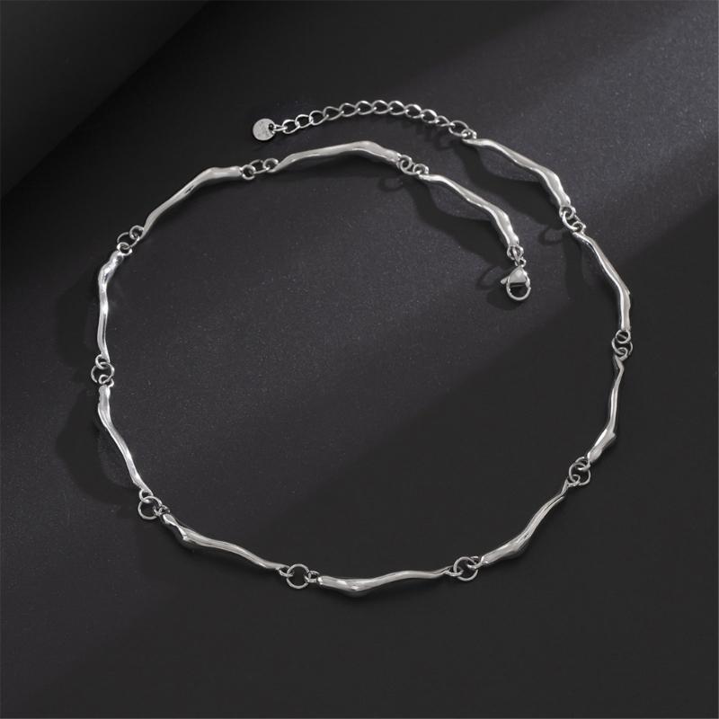 Irregular Wavy Chain Necklace Adjustable Length Neckchain Unisex Choker Ornament Trendy Accessory for Fashion Lovers