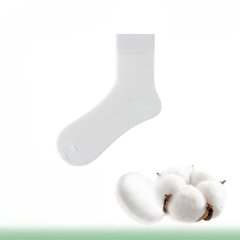 Summer Lightweight Mulberry Silk Socks for Men, Mid-calf Length Stockings, Mesh Cotton Socks, Sporty Anti-bacterial Mid-calf Long Stockings