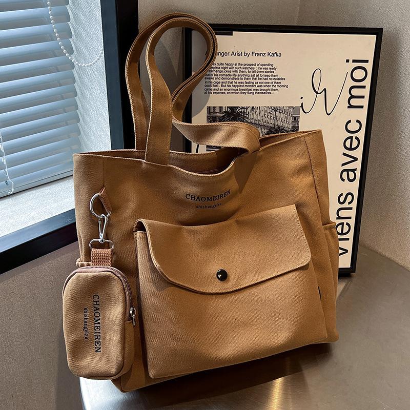 

Сумка великої місткості жіноча літня універсальна 2024 нова сумка через плече полотняна сумка з популярною текстурою для приміських поїздок no specification коричневий