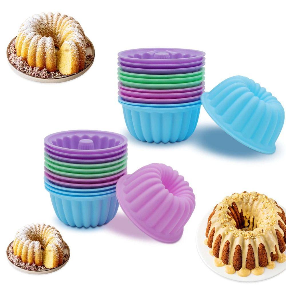 

12 шт. барвистої форми для торта Bundt Mini Fancy Dessert Mold New Muffin Cups M-12Pcs