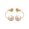 Elegant Retro Silver & Pearl C-Shaped Diamond Stud Earrings - High-End Fashion Accessories for Women