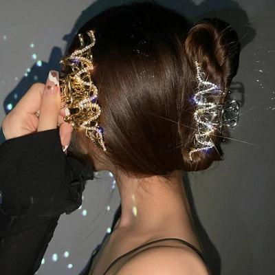 Fashion Women Rhinestone Metal Crab Clip Girl Shiny Crystal Hair Accessories Gentle Temperament Lady Gift Hair Clips Gifts