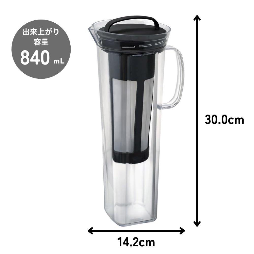 Hario Cold Brew Coffee Pitcher Rise 840mL Cold Brew Coffee Dishwasher Safe Tritan Black CBR-12-B