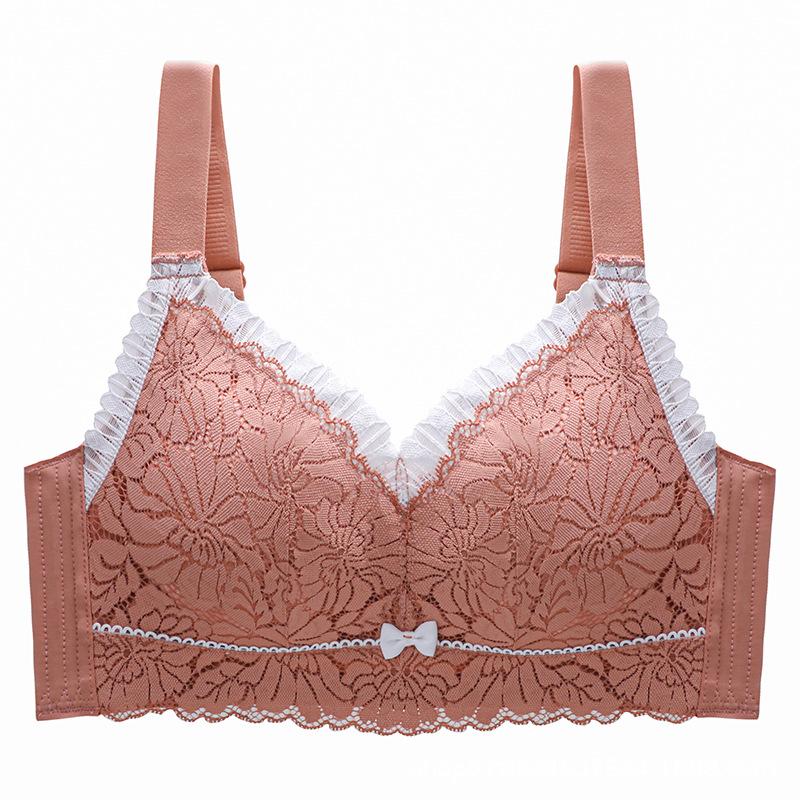 

Thin large breasts and small latex underwear women s adjustable type without steel ring to gather and support, anti-sagging and thin bra, bra 75B