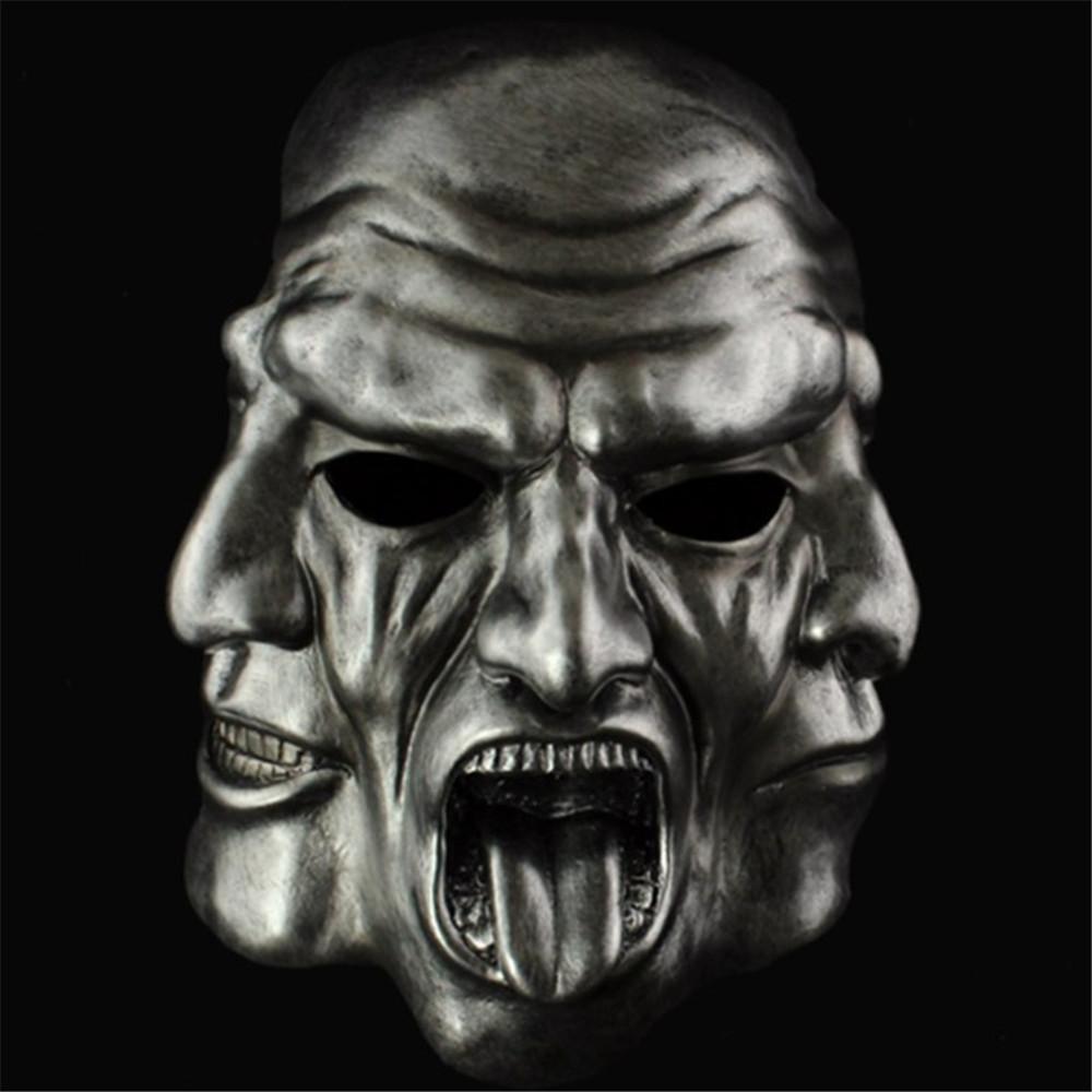 Exquisite Masks Threefaced Crafted From Durable Resin For Celebrations Halloween