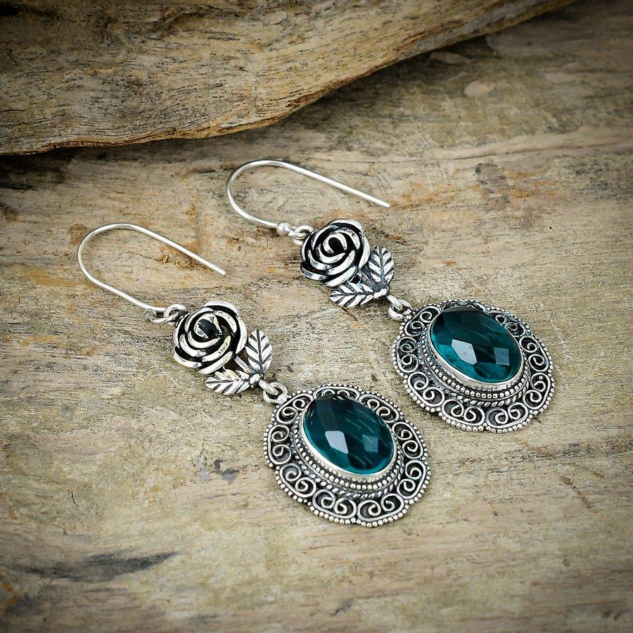 

Indicolite Tourmaline Gemstone 925 Sterling Silver Jewelry Earring 2.40 M-239