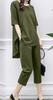Chiffon Top and Comfortable Loose Fit Jersey Gaucho Pants Sizes [scion & co] [Scion] 2-Piece Set, Slimming, S-XL (JP, Alphabet, XL, Green)