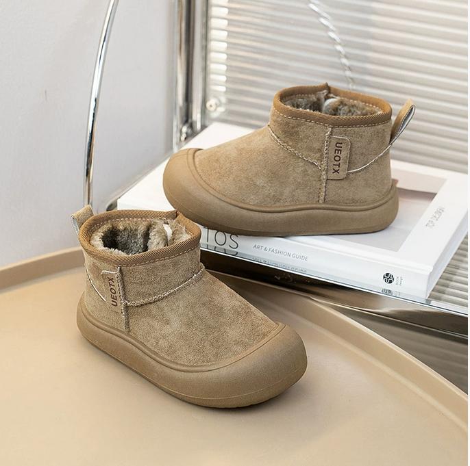 est Winter Children Snow Suede Leather Boots Keep Warm Plush Teenage Boys Shoes Non-slip Baby Girls Boots