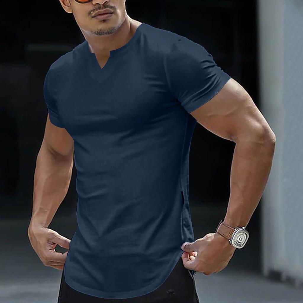 T-shirt da uomo a maniche corte con scollo a V Casual Slim Fit Basic Top Morbido Comodo Leggero