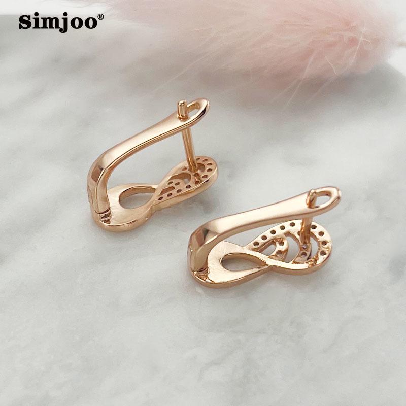 SIMJOO Creative Rose Gold Color Zircon Earrings S Stylish Personalized Earrings for Women