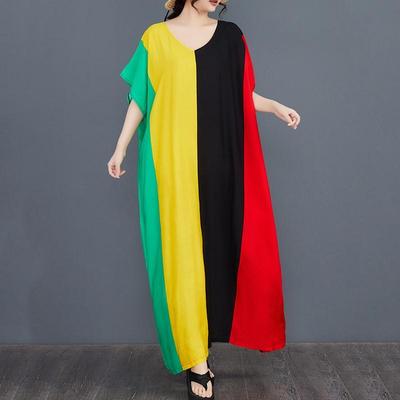 Short Sleeve Plus Size Vintage New In Dresses for Women Casual Loose Maxi Long Summer Dress