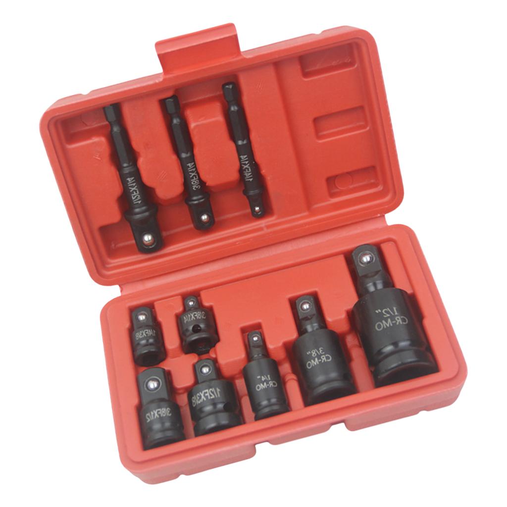 6Pcs Impact Socket Wrench Adapter Set 1/4 3/8 1/2 3/4inch Square Drive Adapter Reducer Spanner Hand Tool Kit with Case