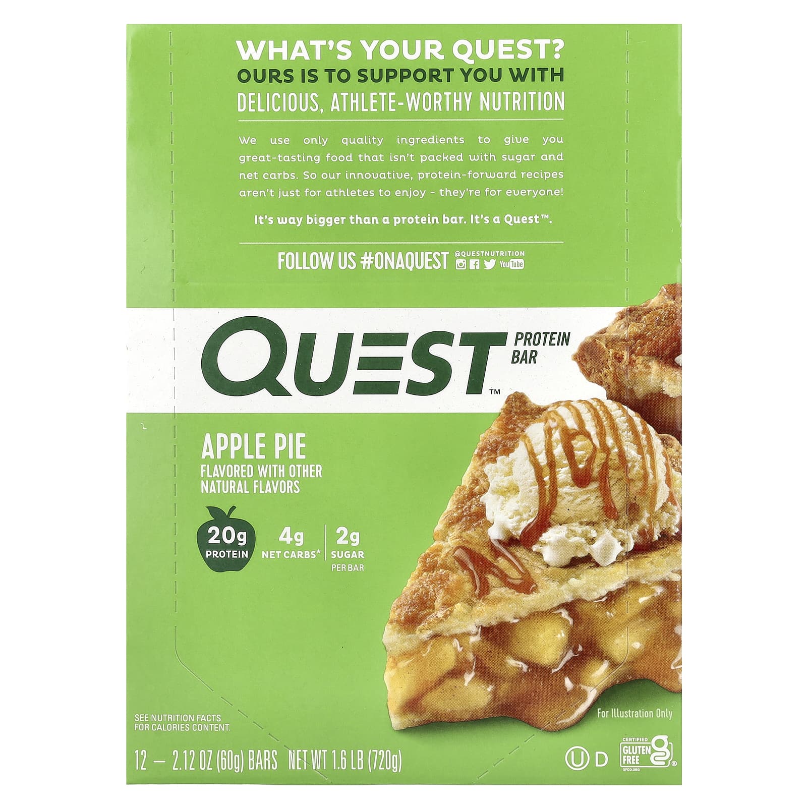 

Quest Nutrition, Protein Bar, Apple Pie, 12 bars, 60 g (2.12 oz) each