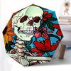 1pc Skull Flowers Automatic Open/close Umbrella, 8-Rib Sturdy Structure, Portable Travel Umbrella, Parties, Everyday Use, Outdoor Accessory,