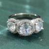 Luxurious Radiant Synthetic Zirconia Silvery Wedding Ring for Women Fashion Temperament Banquet Anniversary Jewelry Accessories