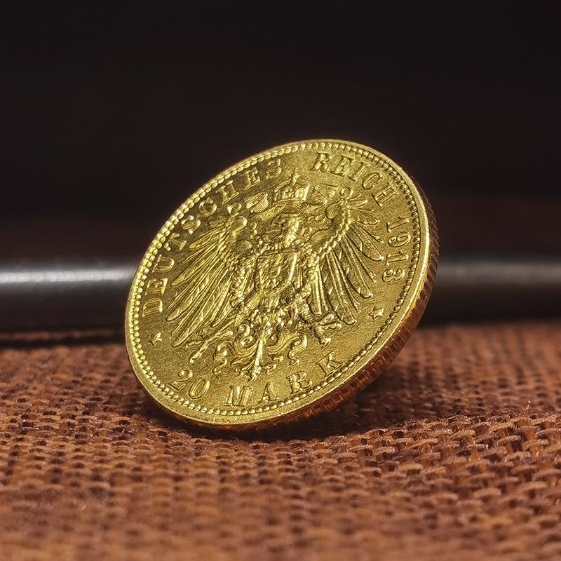 1913 Baden, Niemcy, 20 marek, moneta pozłacana, mosiądz, replika, moneta, europejska i amerykańska, rękodzieło vintage, 23mm