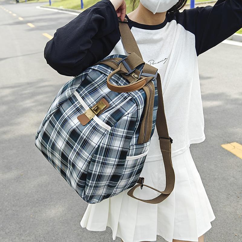 Plaid Travel Backpack Student Schoolbag Class Commuter Backpack