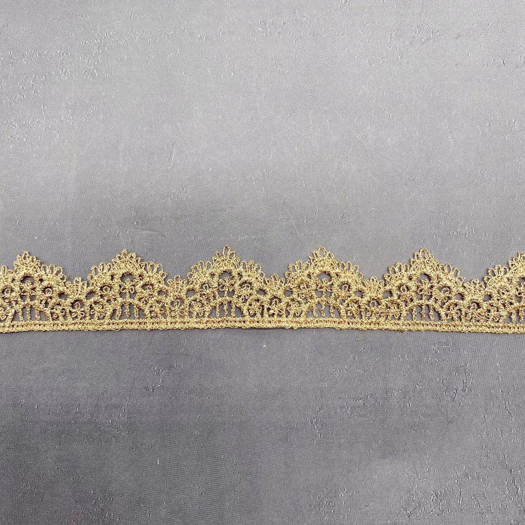 9Meters/lot 2cm wide gold and silver silk thread water-soluble embroidery lace women's dress wedding accessories