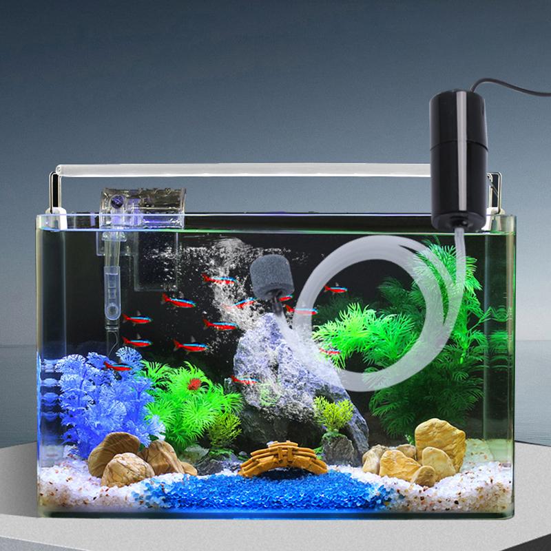 USB Aquarium Air Pump with Air Stone and Silicone Tube Energy Saving Oxygen Pump for Aquarium Fishing