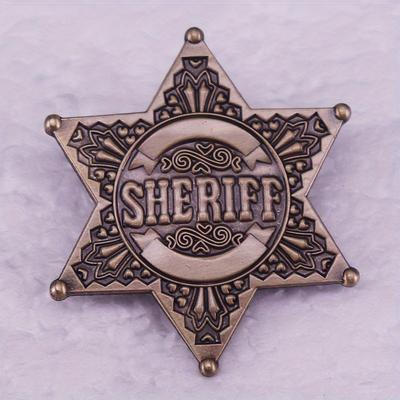 Western Hexagon Badge Enamel Pin Cowboy Accessory Brooch Vintage Style Jewelry