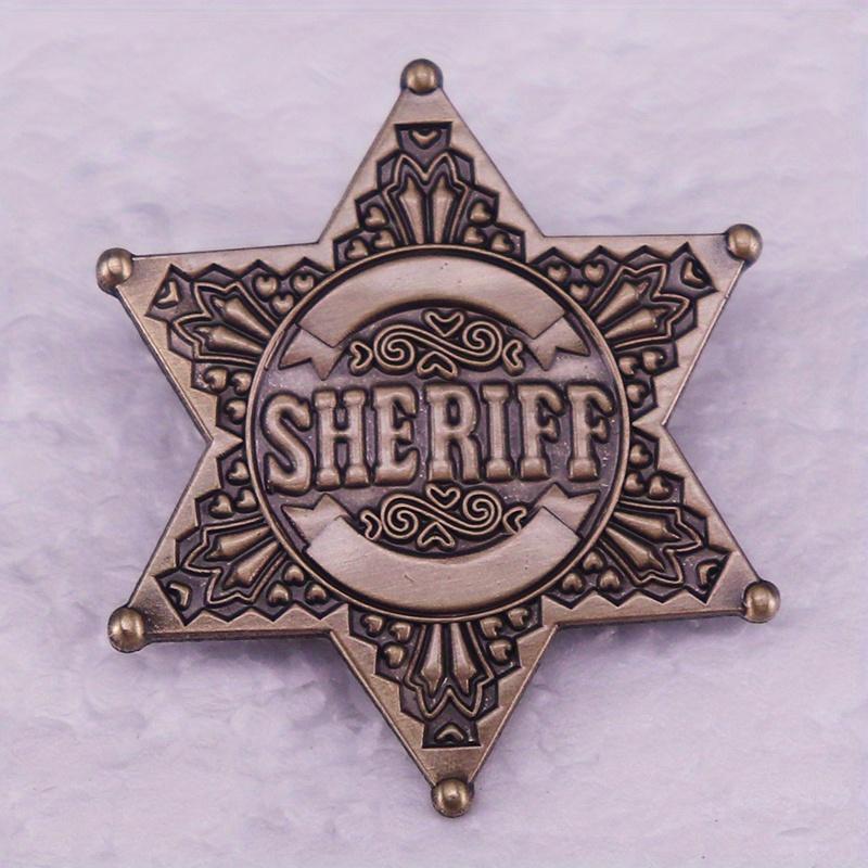 Western Hexagon Badge Enamel Pin Cowboy Accessory Brooch Vintage Style Jewelry